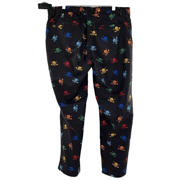 Tattoo Golf Pants Mens 36x27 Performance Chinos Skull Cross Bone Funky Golfer - Picture 2 of 10
